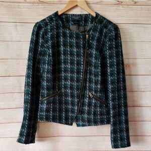 Lucky Brand Collection Tweed Zipper Moto Jacket Pockets Office Women's  Medium